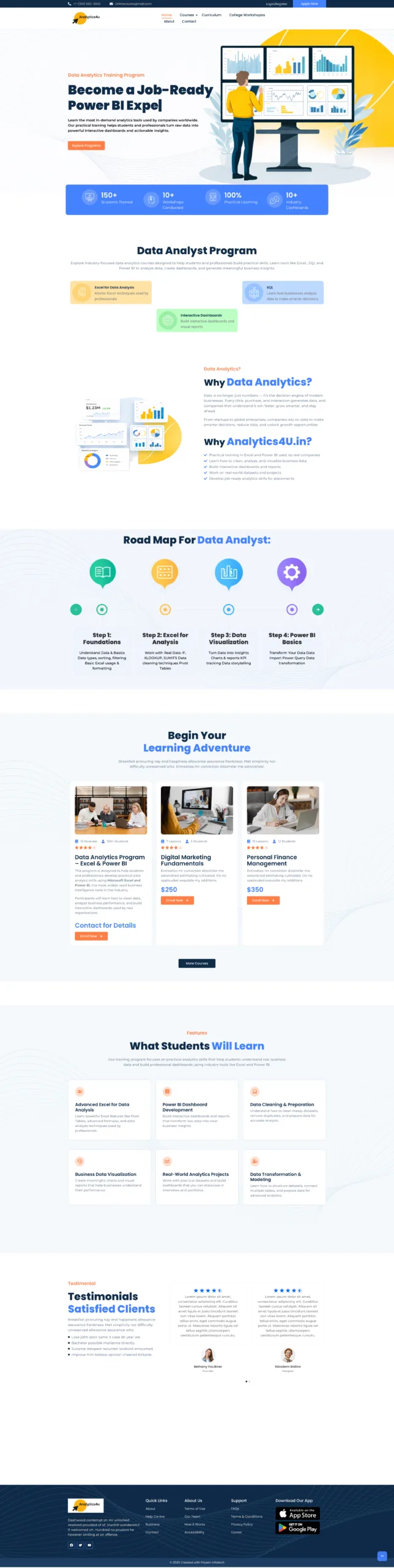 Analytics4U website designed and developed by Priyesh Infotech