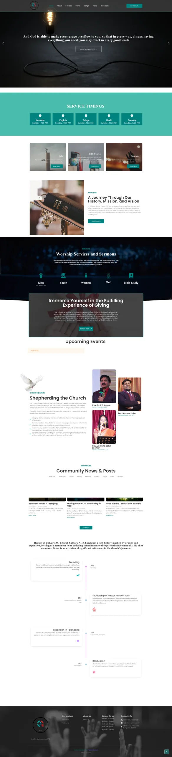 Calvary AG Church website designed and developed by Priyesh Infotech
