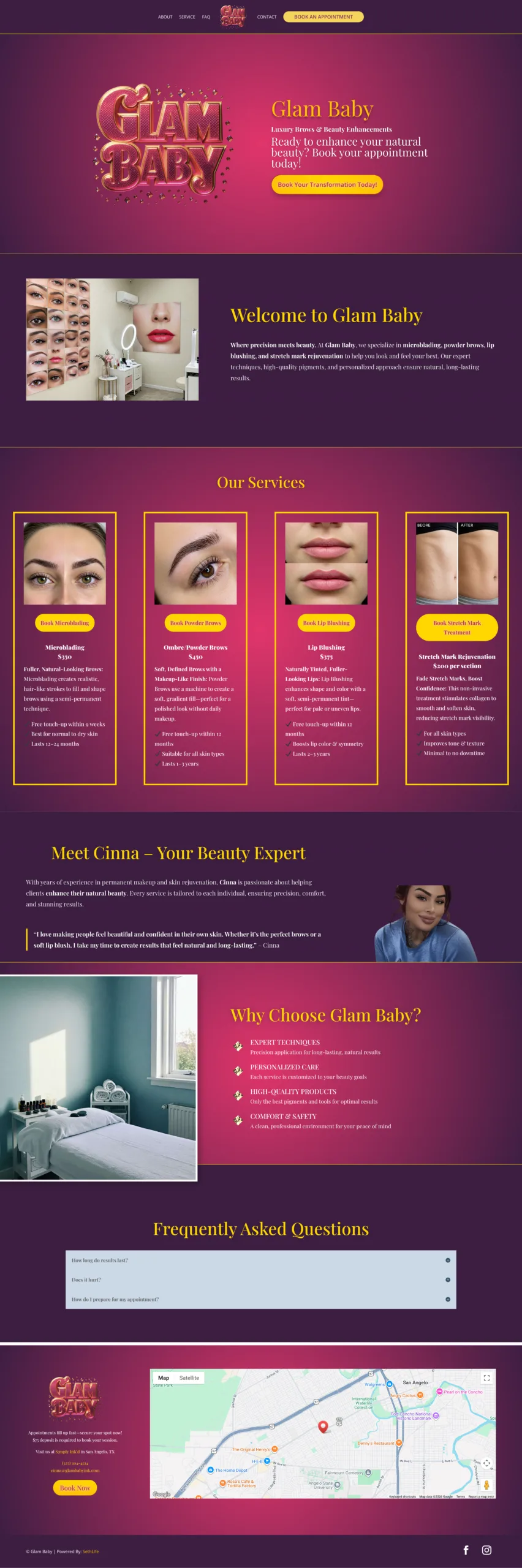Glam Baby Ink website designed and developed by Priyesh Infotech