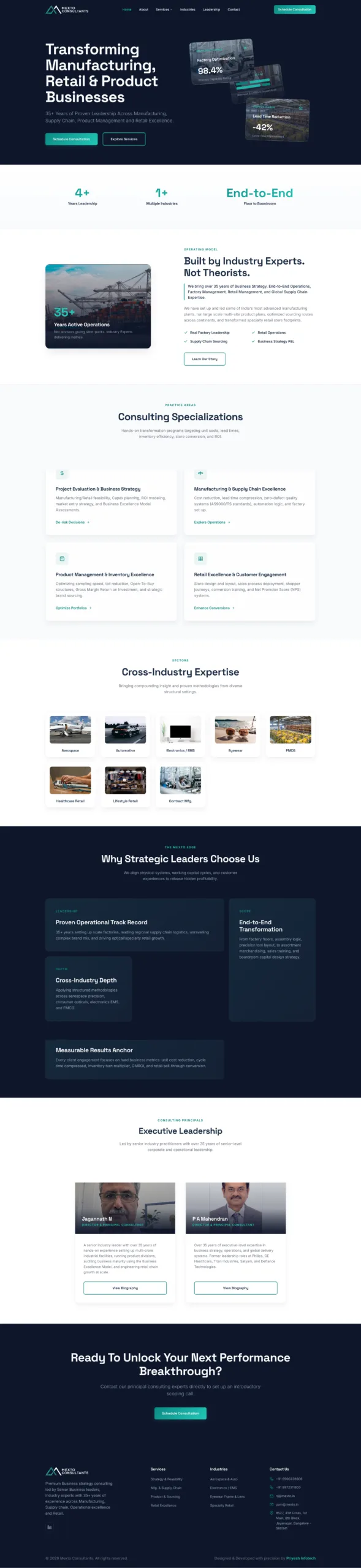 Mexto Consultants website designed and developed by Priyesh Infotech