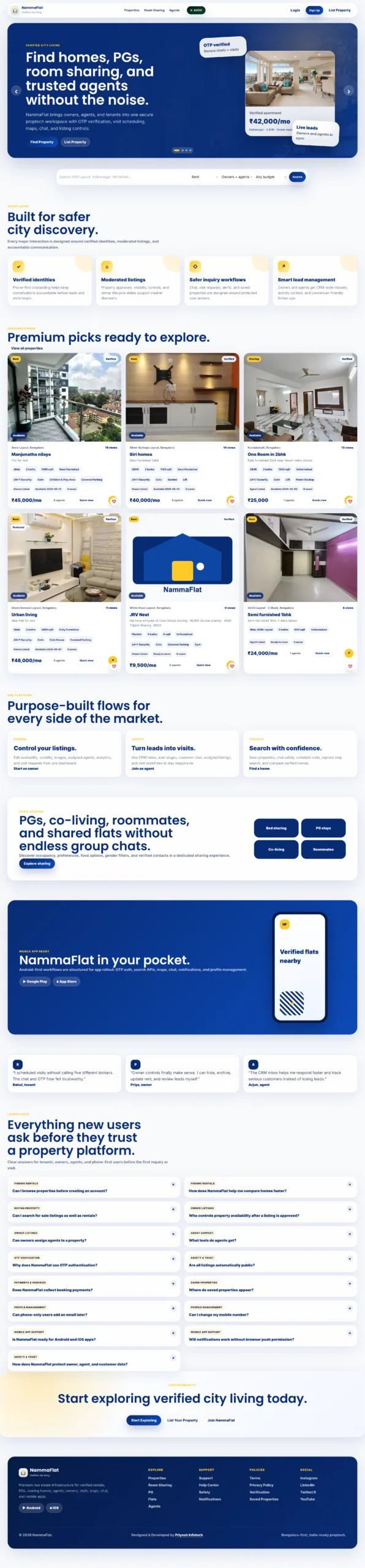 Nammaflat website designed and developed by Priyesh Infotech