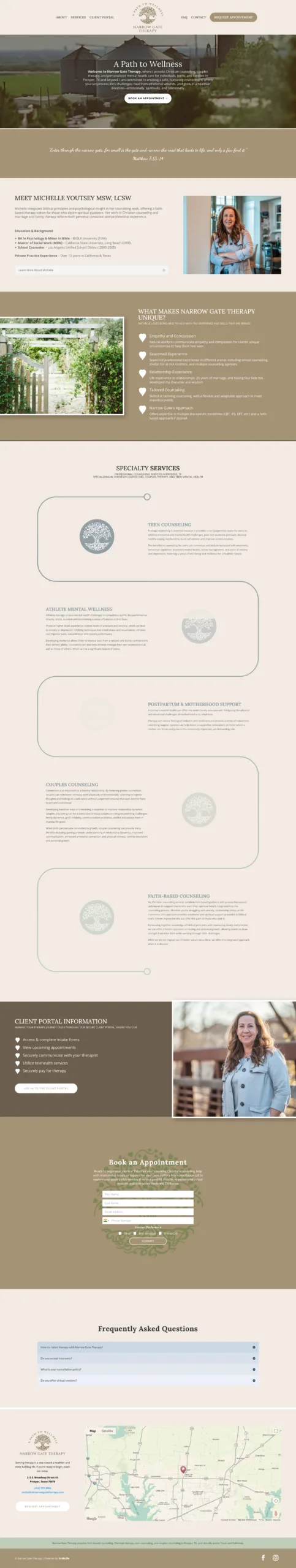 Narrow Gate Therapy website designed and developed by Priyesh Infotech