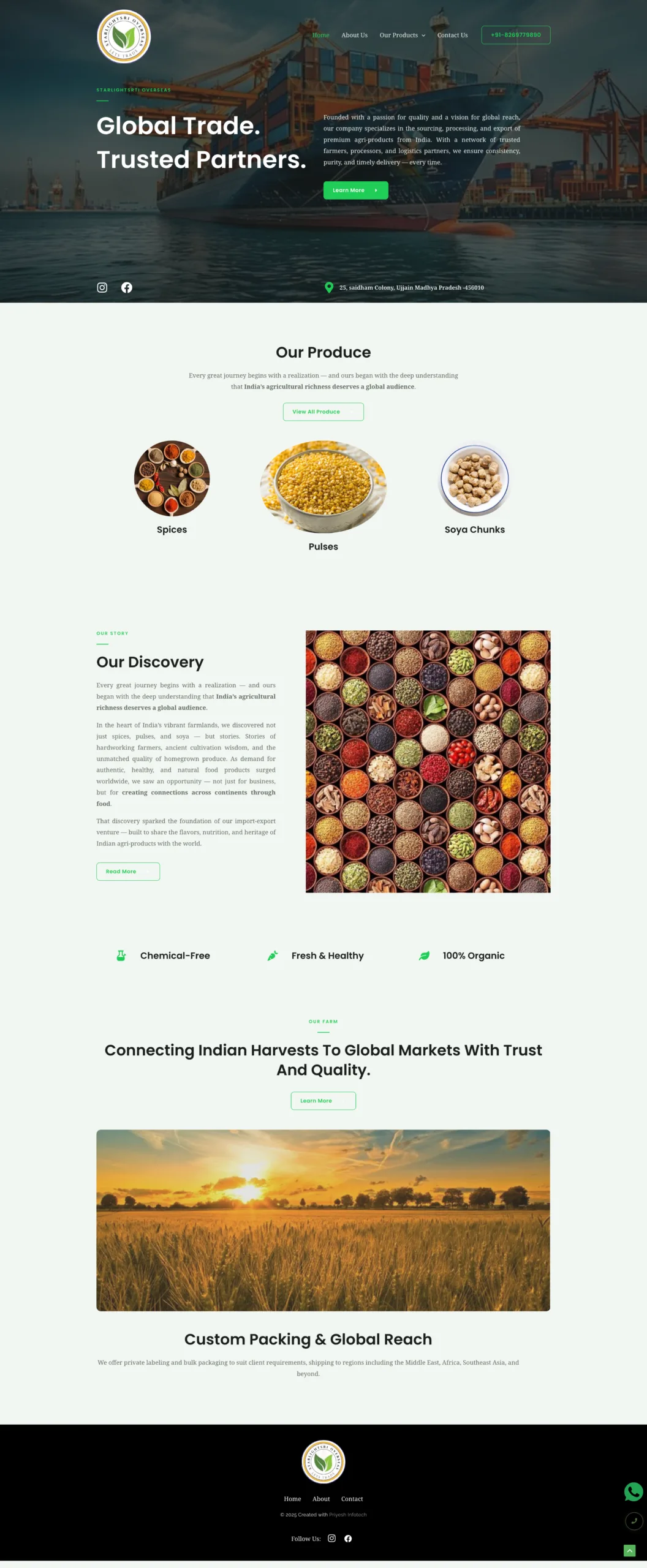 Starlight Sri Overseas website designed and developed by Priyesh Infotech